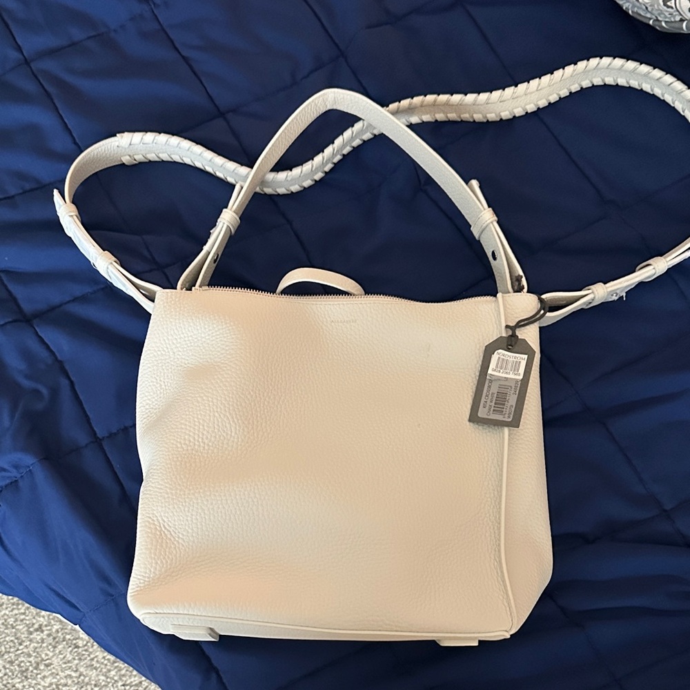 All Saints Off-White Leather Shoulder Bag